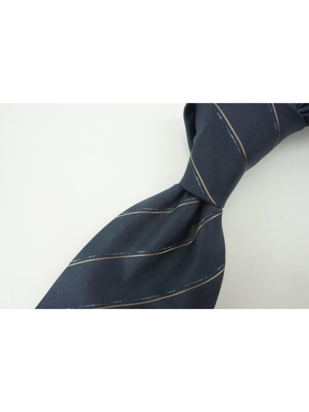 Canali Navy Blue Tortilla Beige Repp Striped Silk Tie Brand New With Tags